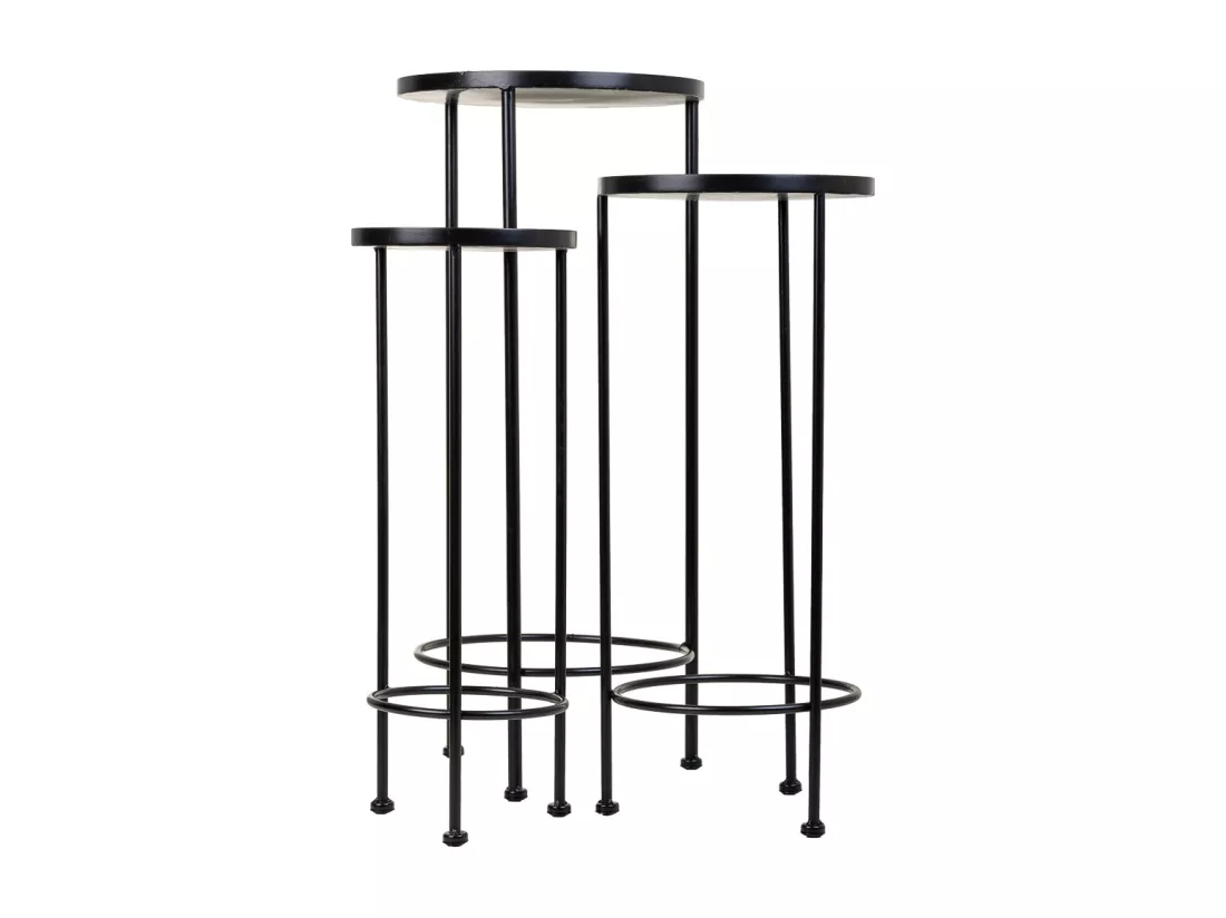 Ensemble de 3 supports en mosaïque et métal noirs