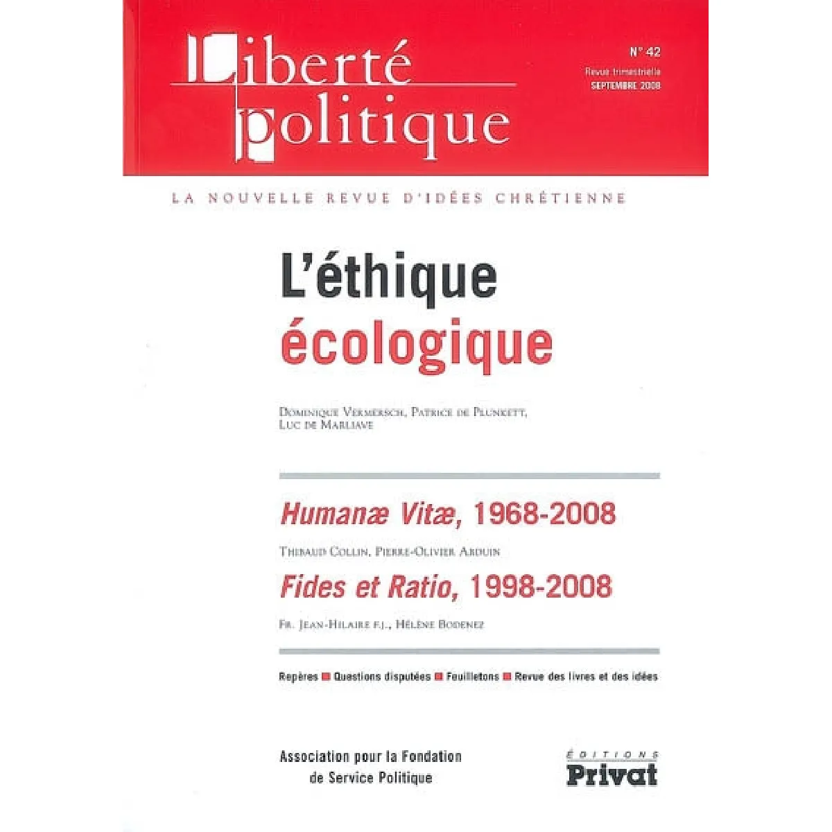 Liberté politique, n° 42. L'éthique écologique · Occasion