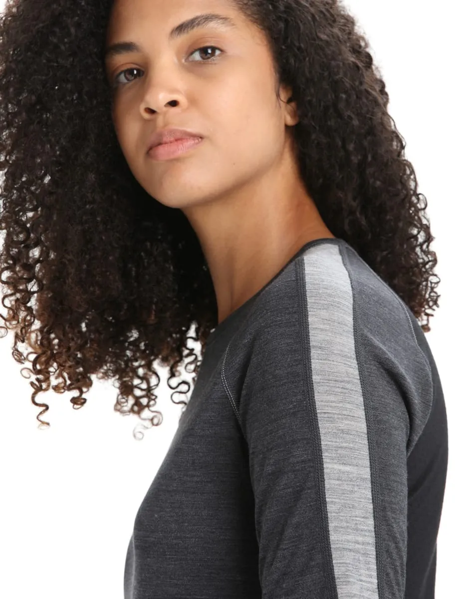 Icebreaker Women's 125 Zoneknit™ Short Sleeve Crewe Jet Heather/Black/Metro Heather/Cb