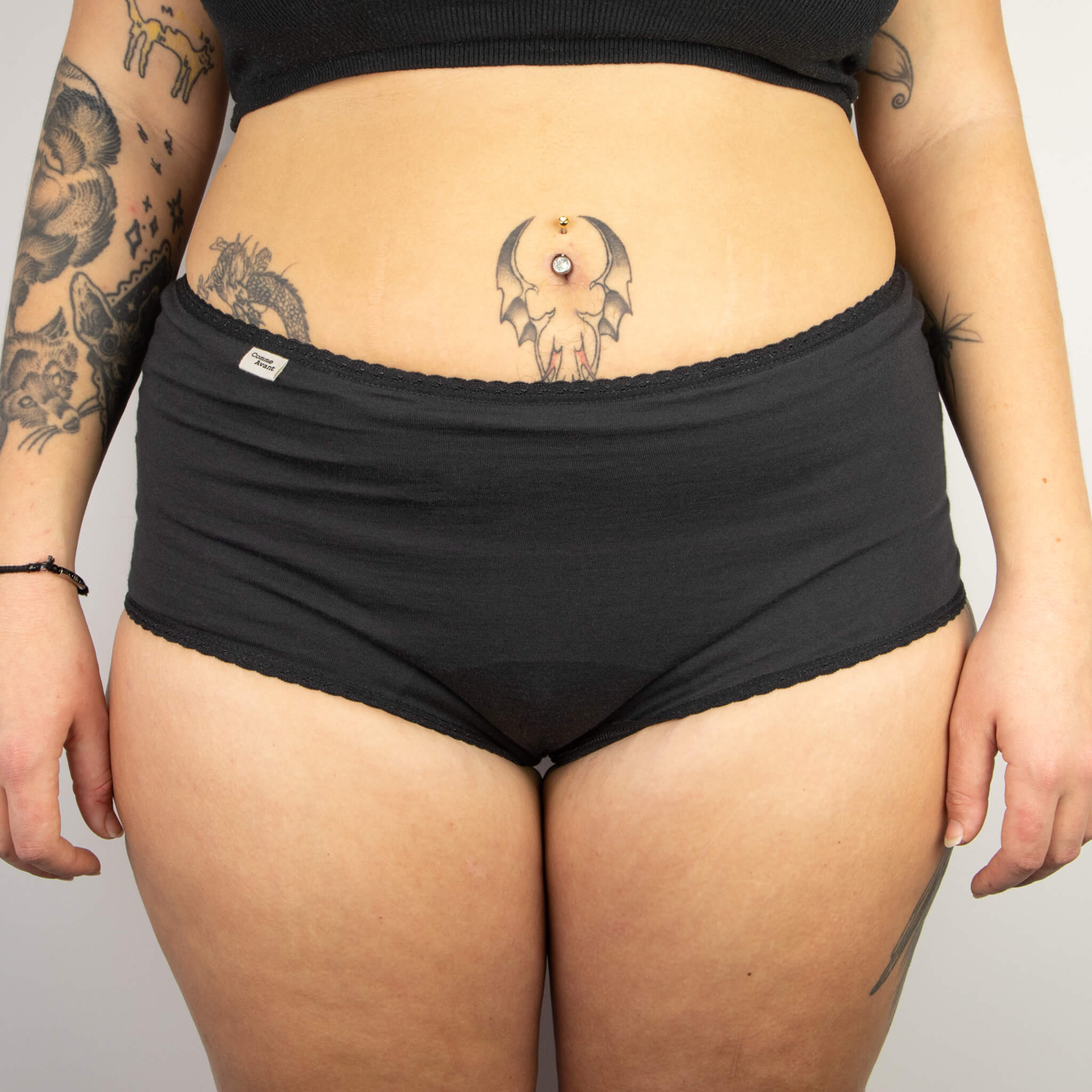 Shorty menstruel absorbant en coton bio - Version 1 - 1 shorty / Basique / Taille XS
