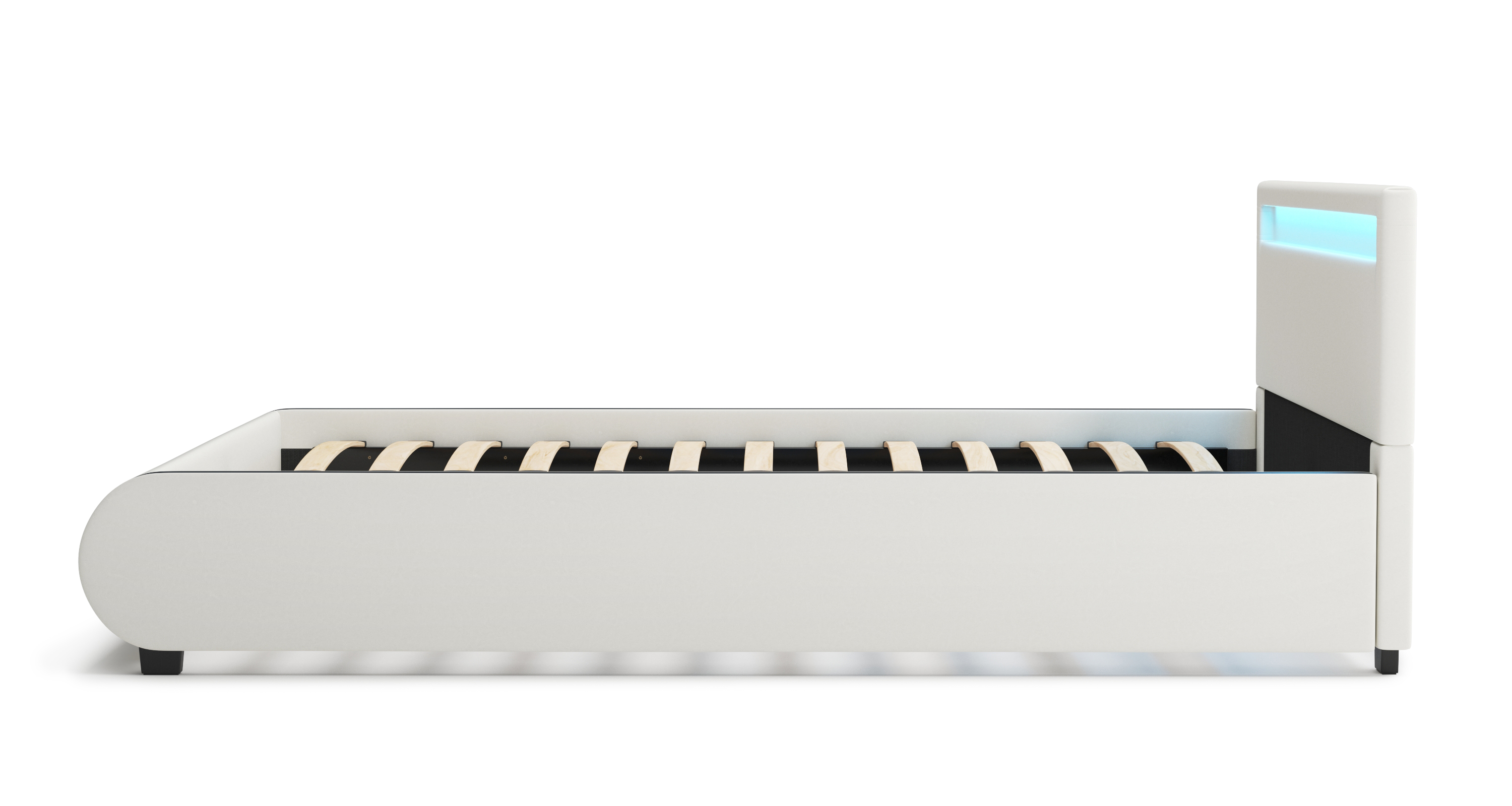 Lederbett LED SIESTA 140 x 200 cm weiss