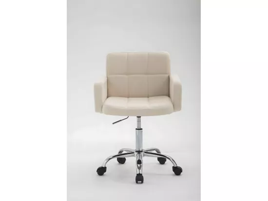 Tabouret de bureau - Tissu & Métal chromé - Crème - Los Angeles