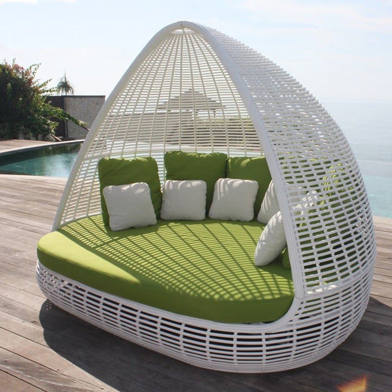 Outdoor Leisure Balcony Sofa Combination Single Double Rattan Furniture Resort Bird Cage Sofa Bed