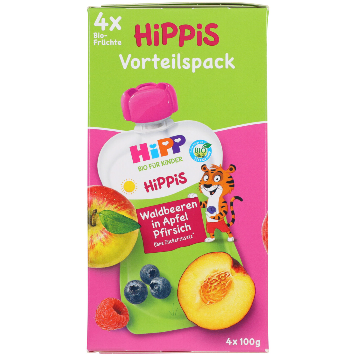 Hipp Waldbeeren Apfel & Pfirsich 12+ Monate 4x100g