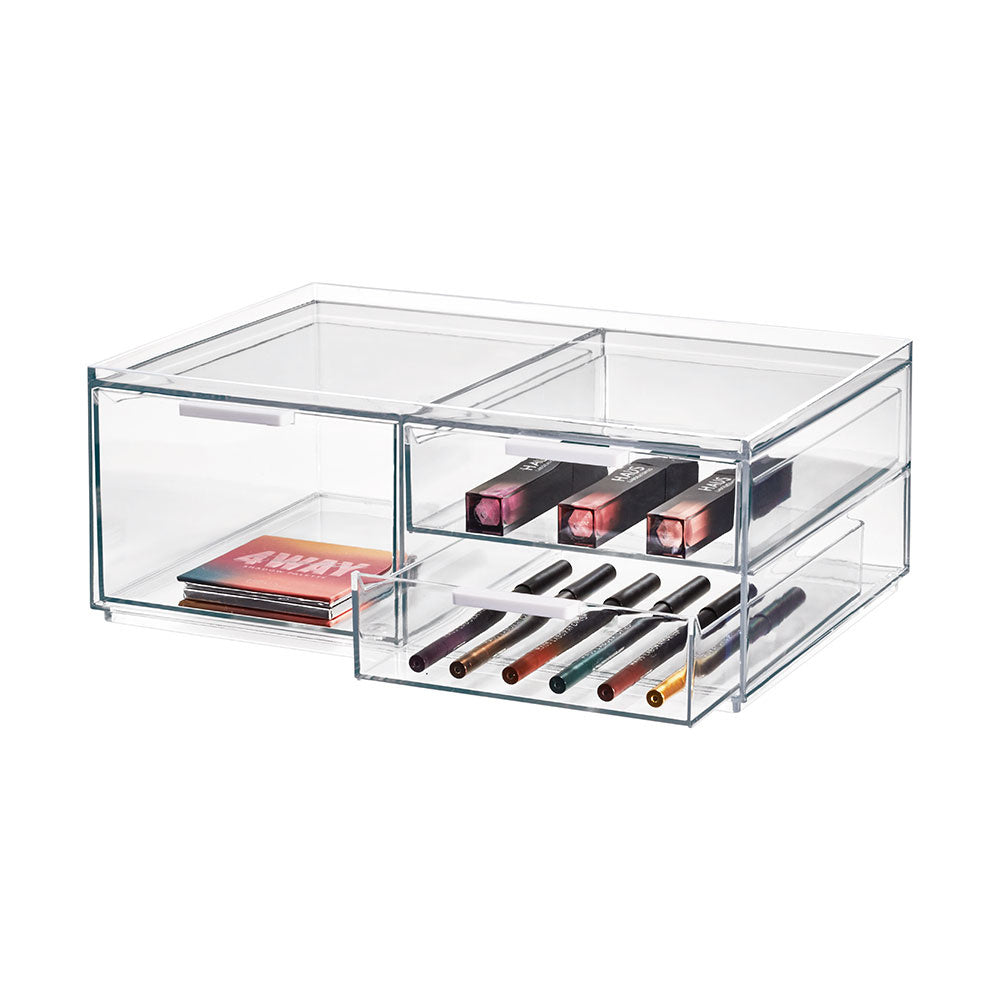 Make-up Organizer, 3 Lades, Breed, 30.5 x 20.3 x 11.4 cm, Transparant