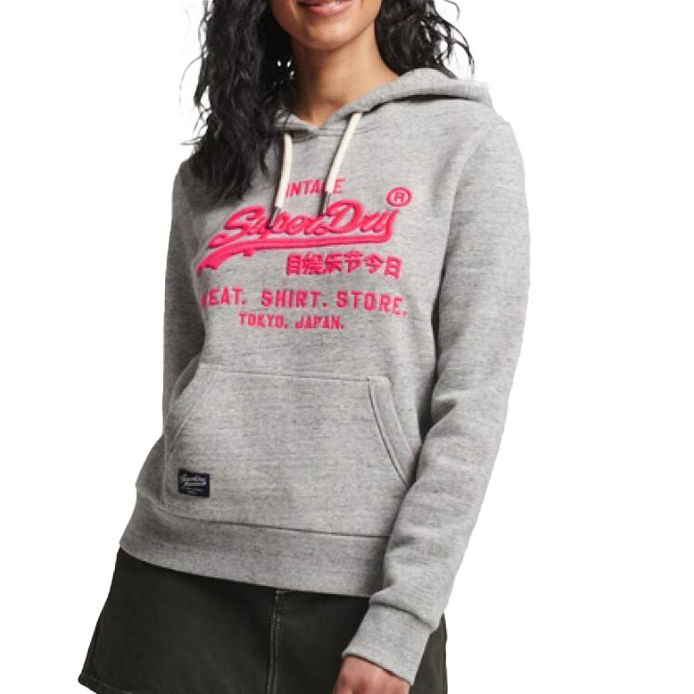 Superdry Sweat Capuche Gris Femme Superdry Neon