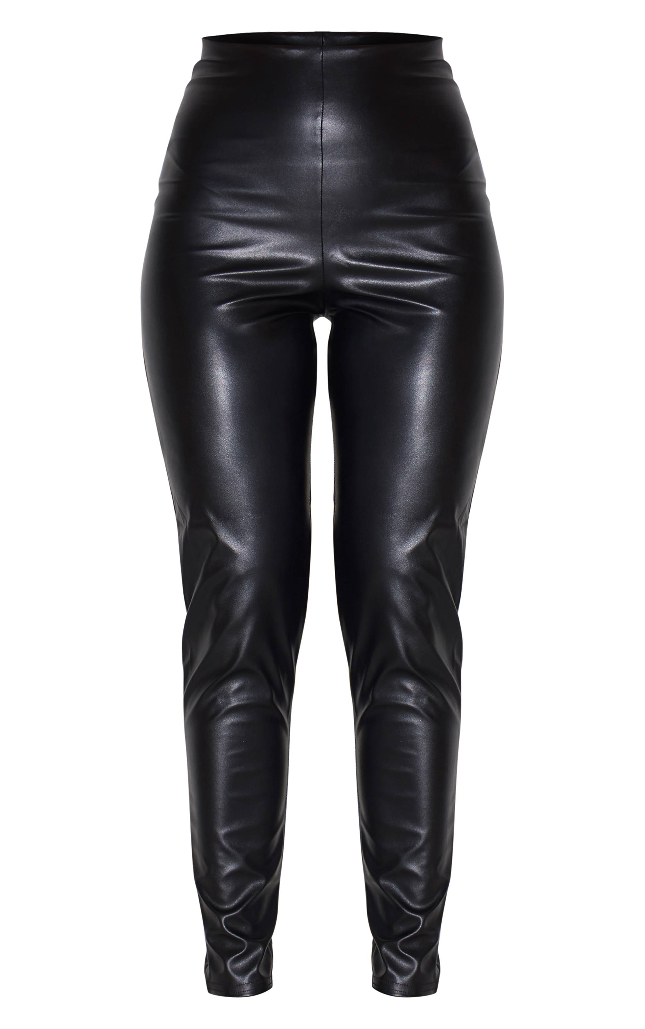 Noir Legging Taille Haute En Synthétique