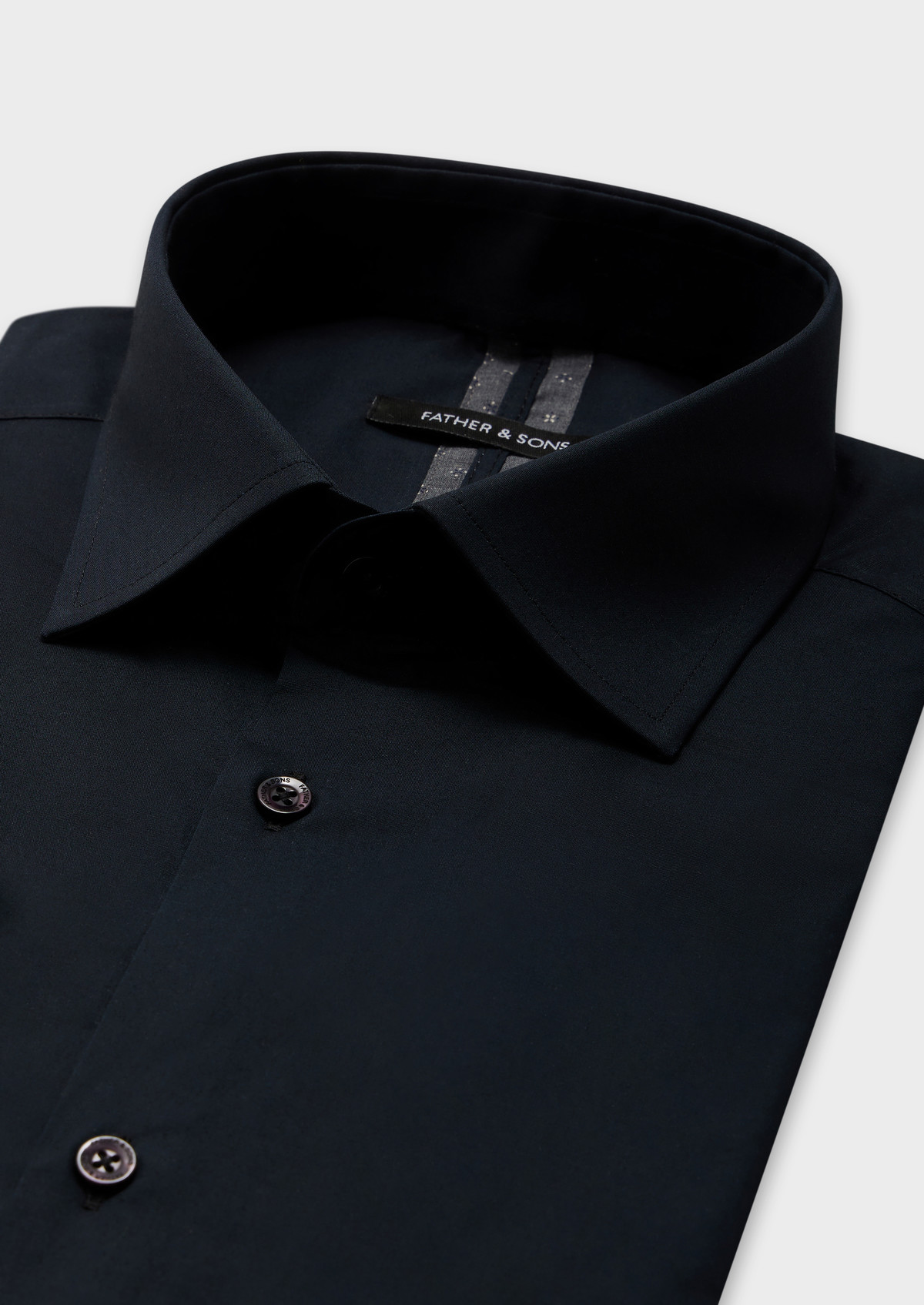 Chemise habillée Slim en satin de coton stretch uni noir
