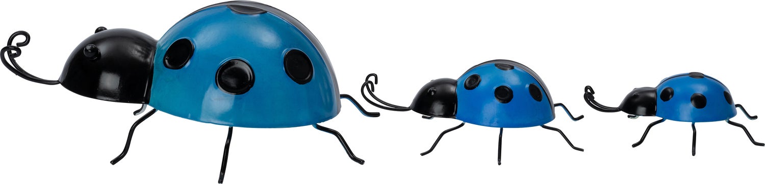 Intratuin tuin wanddecoratie Lady lieverheersbeestje blauw 18,5 x 8 x 23 cm