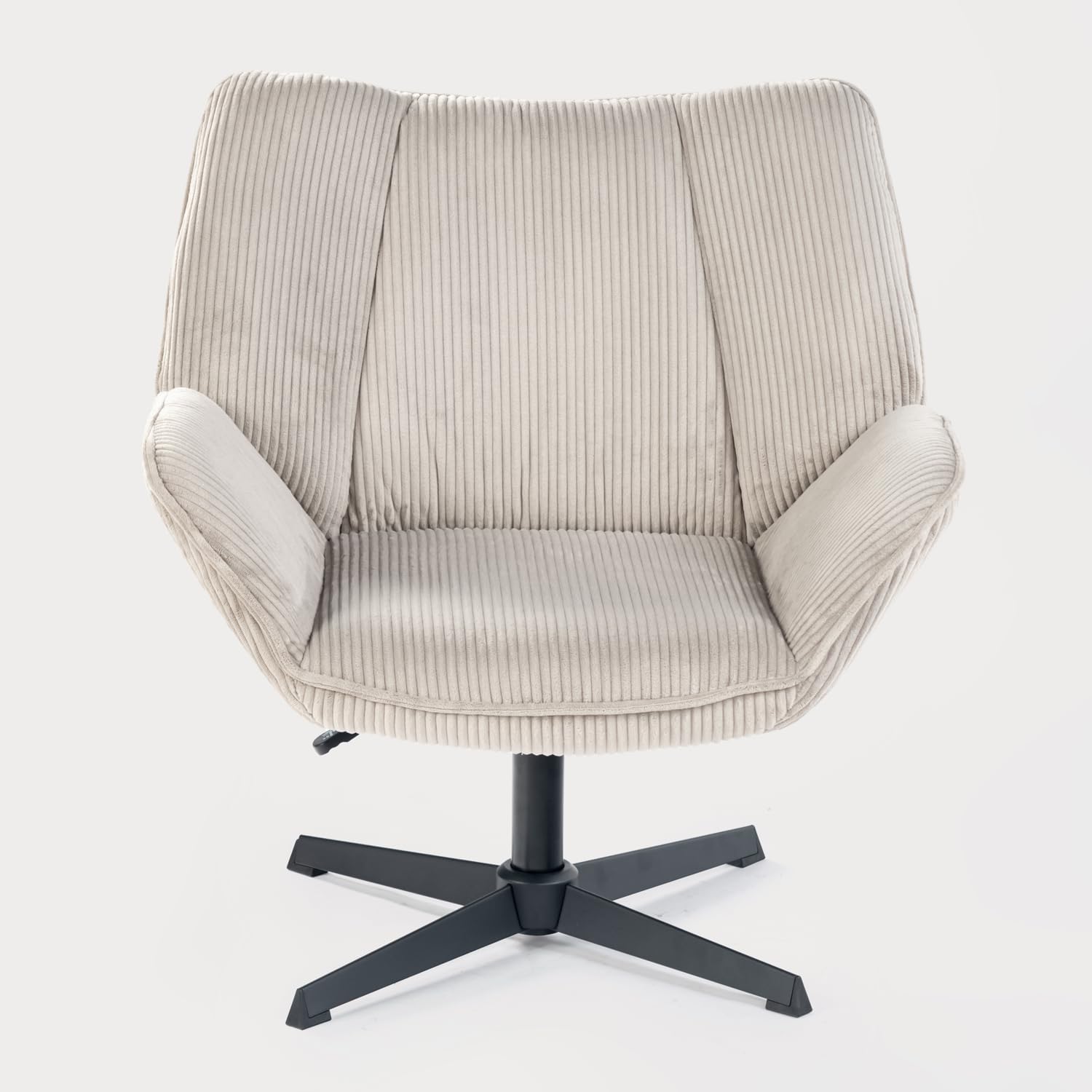 MEUBLE Cosy Sessel Lehnstühle Lounge Einzelsofa mit Armlehnen höhenverstellbar Relaxsessel 360° Drehbar Polsterstuhl für Wohnzimmer Schlafzimmer Vanity, Cordstoff, Taupe
