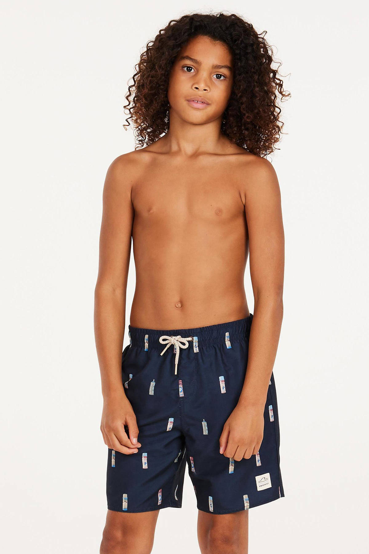 Protest zwemshort PRTBITMAP JR donkerblauw