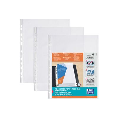 Oxford SM3 - 10 Pochettes perforées - A4 - lisse - pour 25 feuilles - 10/100