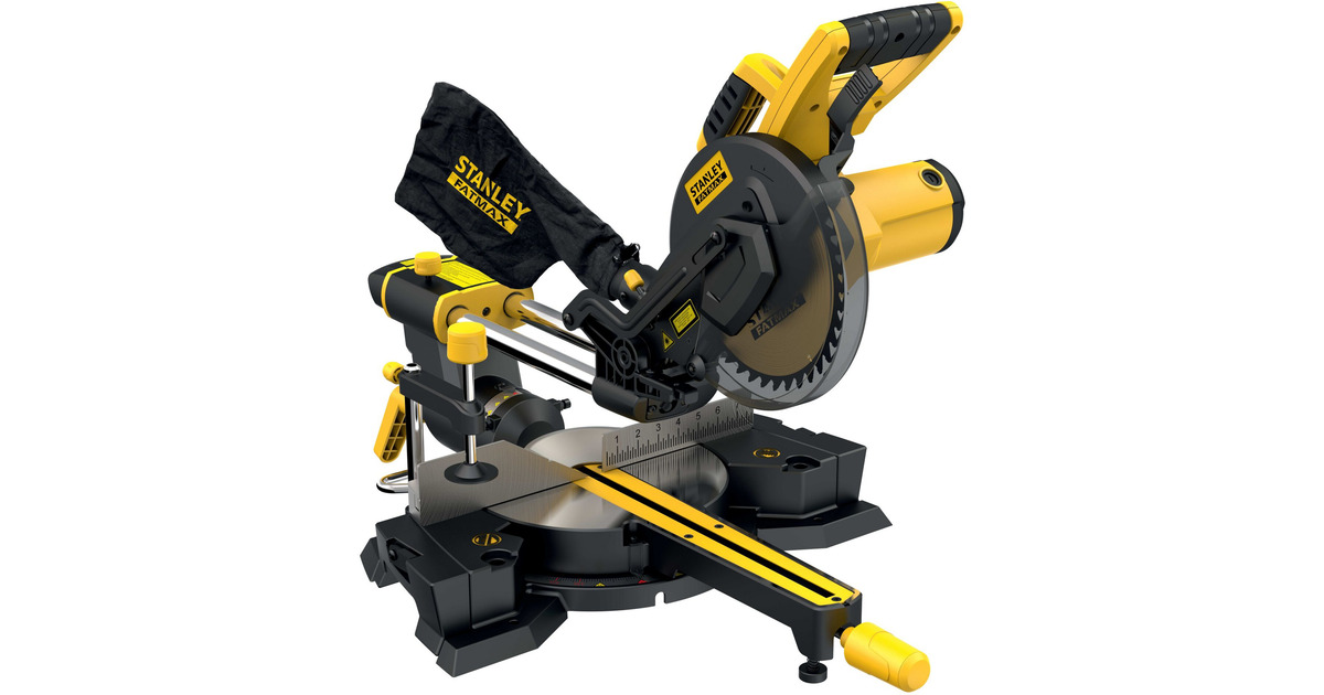 Stanley1500W 216mm Afkort- en verstekzaag met zaagtafel  (Geel/zwart)