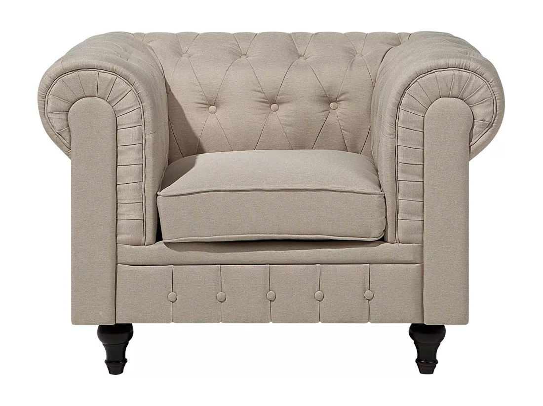 Ensemble canapé et fauteuil en tissu beige 4 places CHESTERFIELD Big