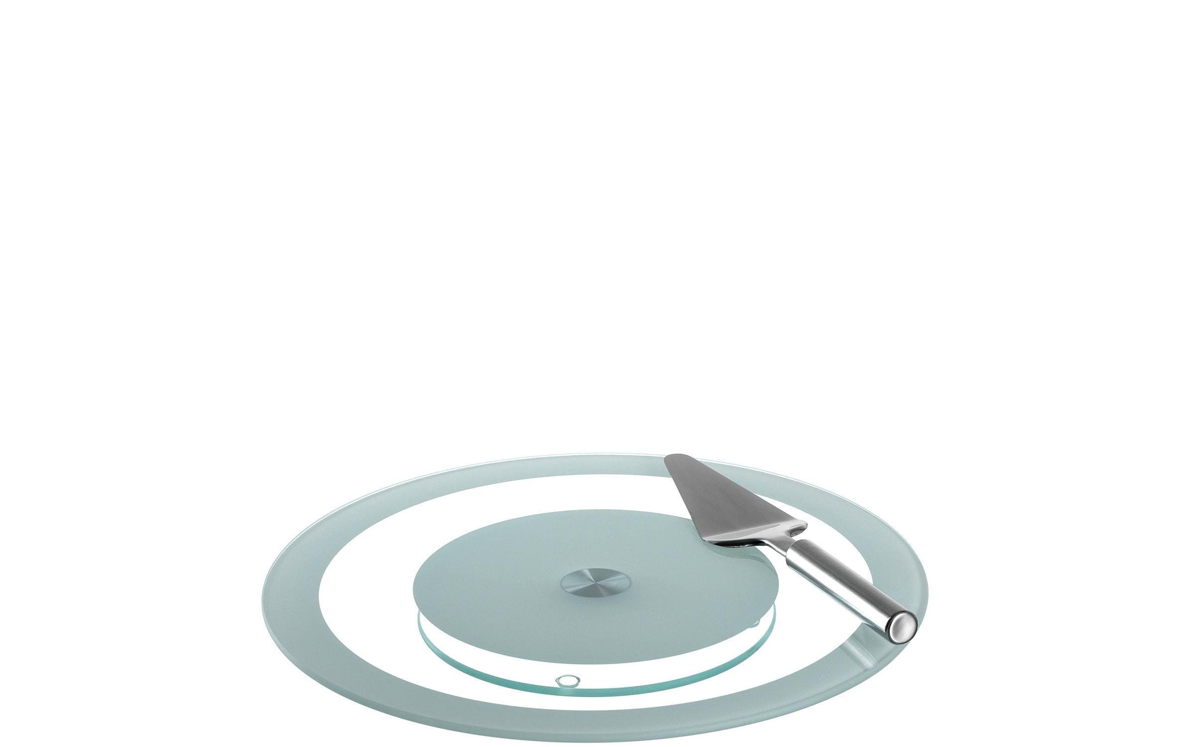Tortenplatte Bistro mit Tortenmesser, Grau/TransparentServierplatte
