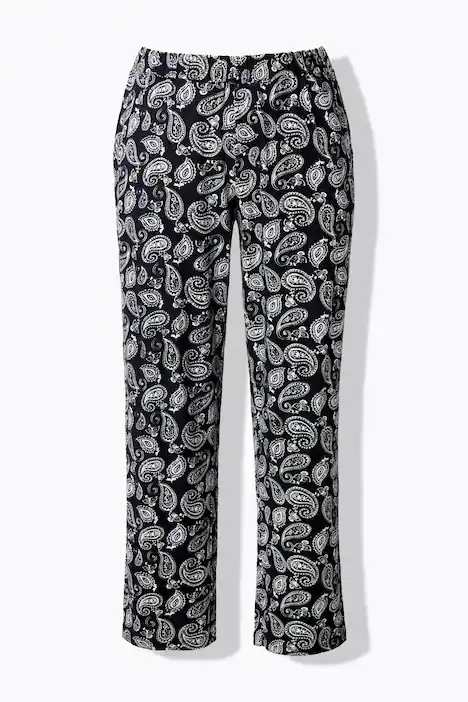 Jerseyhose, Paisley, weites Bein, Elastikbund, schwarz