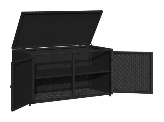 Armoire de rangement jardin noir 110x55x60,5 cm résine tressée