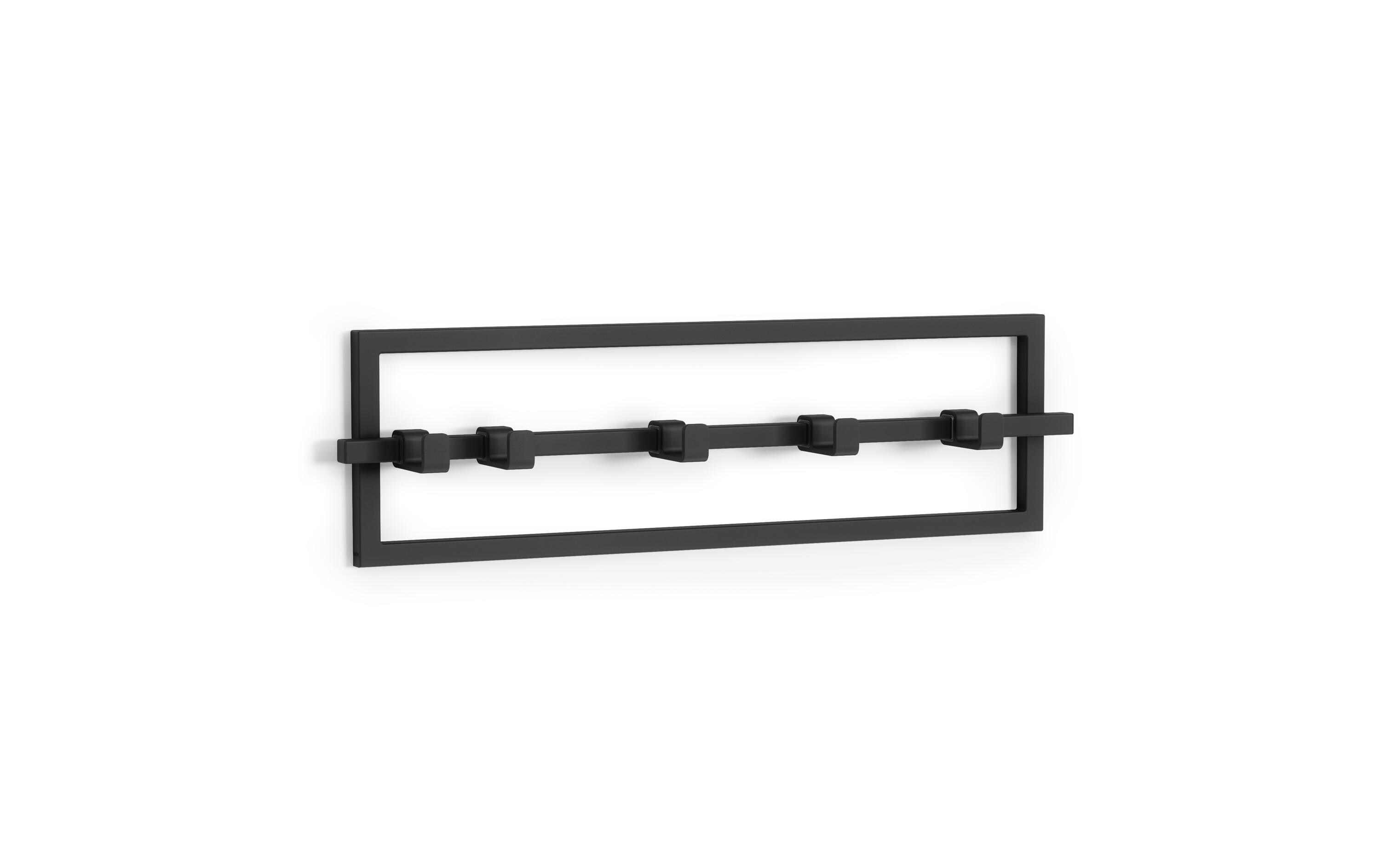 Wandgarderobe Cubiko SchwarzGarderobe mit 5 beweglichen Haken