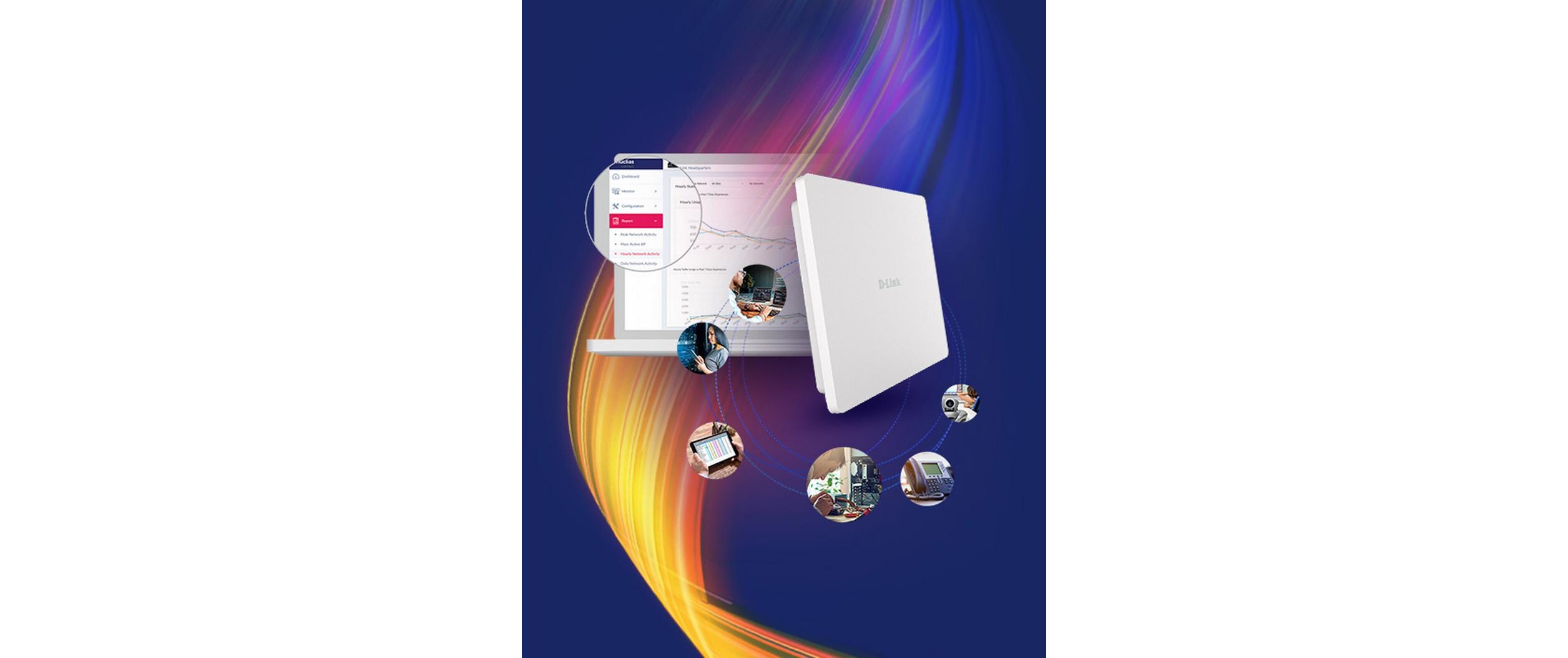 Access Point DAP-X3060OU<br>Der DAP-X3060OU bietet leistungsstarke Wi-Fi 6-Geschwindigkeiten, verbesserte Kapazität, störungsfreie Abdeckung und einfache Verwaltung über Nuclias Connect