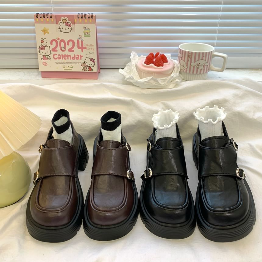 DURAC - Loafers met imitatieleren plateauzool en gespband