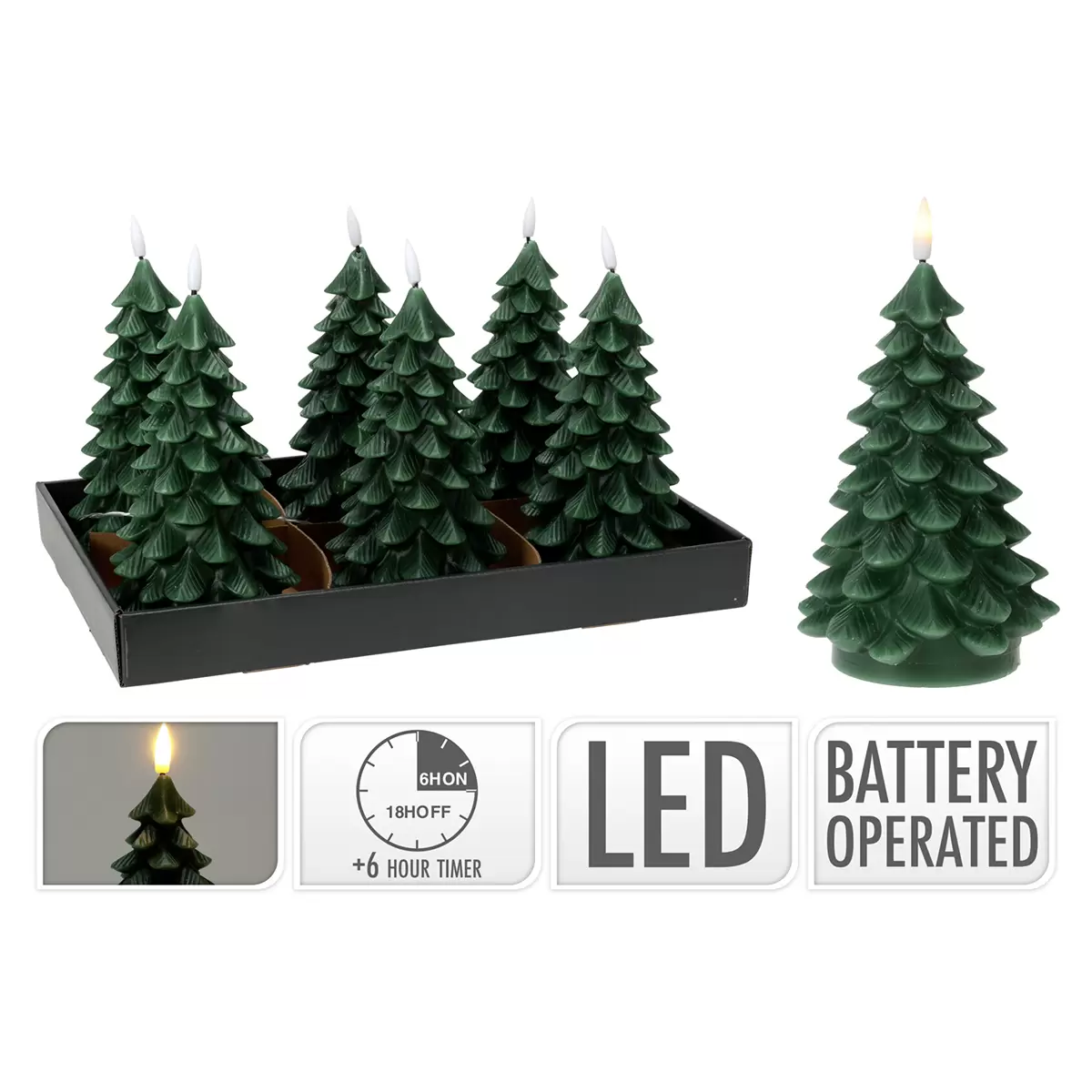 LED-Kerze LED-Tree dunkelgrün,grün