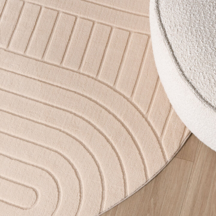 Rond Scandinavisch vloerkleed - Charm Arches Beige