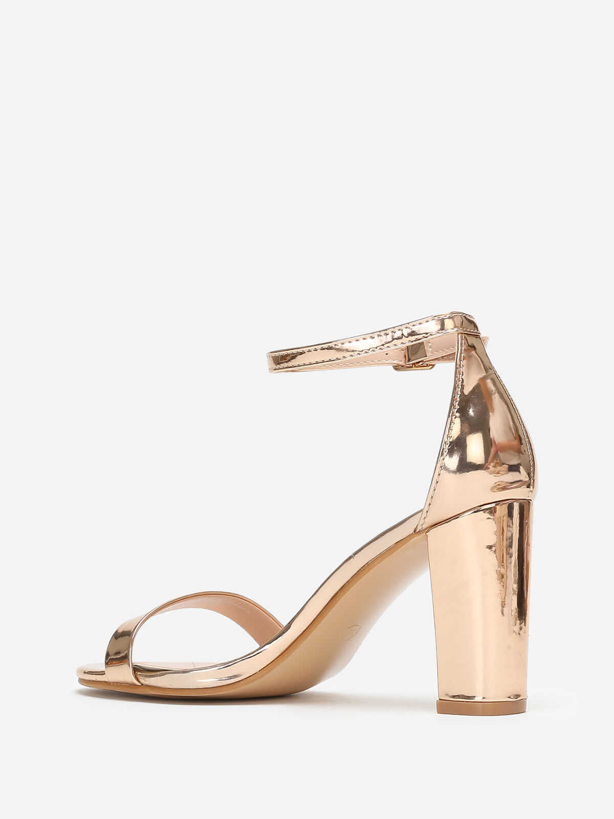 Sandales vernies doré rose à talon carré Doré rose- Doré rose