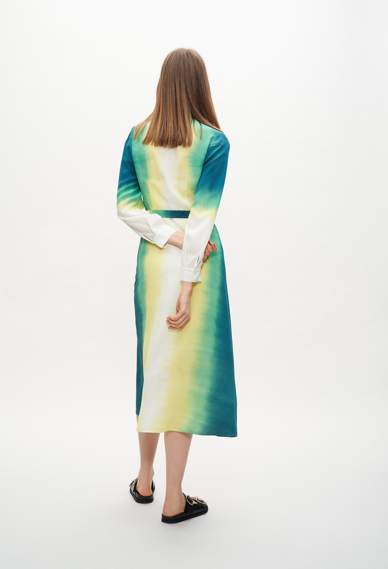 Robe chemise longue imprimee tie & dye