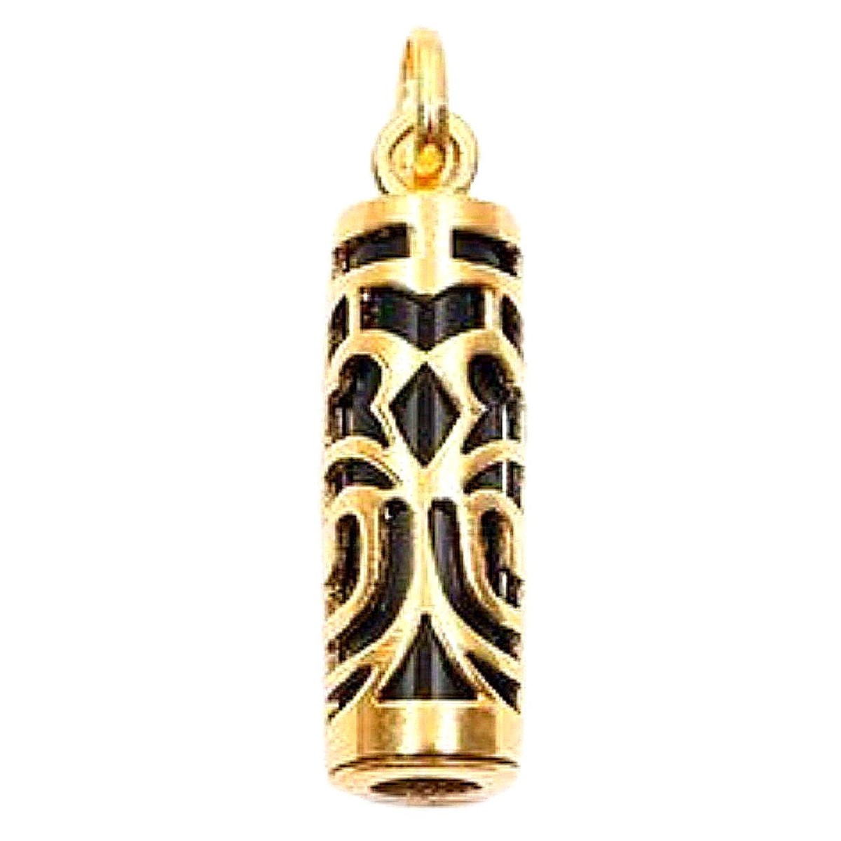 Pendentif Tiki Polynésien noir maori en plaqué or 3cm + chaîne symbole de la force