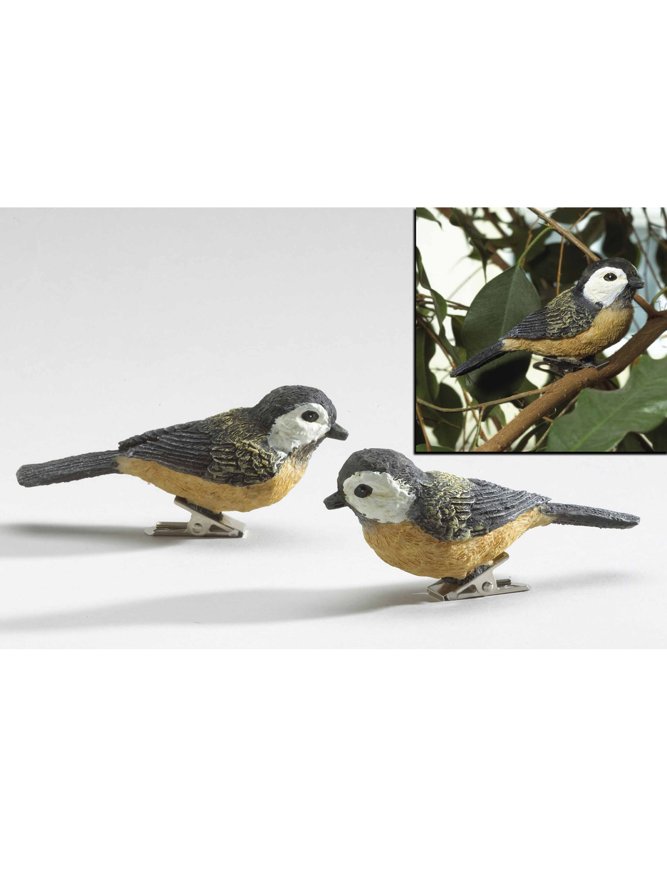 2 oiseaux décoratifs à pince