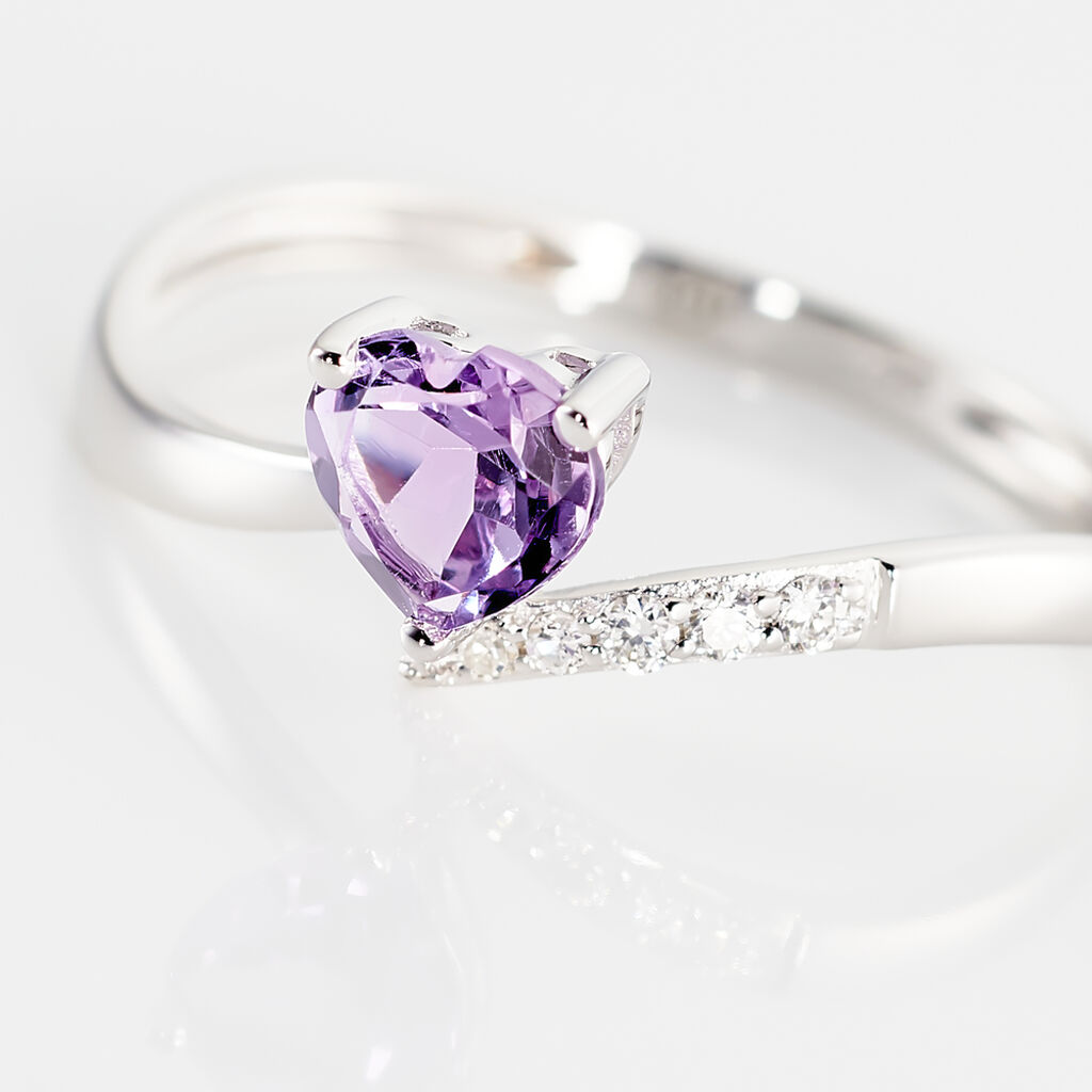 Bague Eva Or Blanc Amethyste Et Diamant