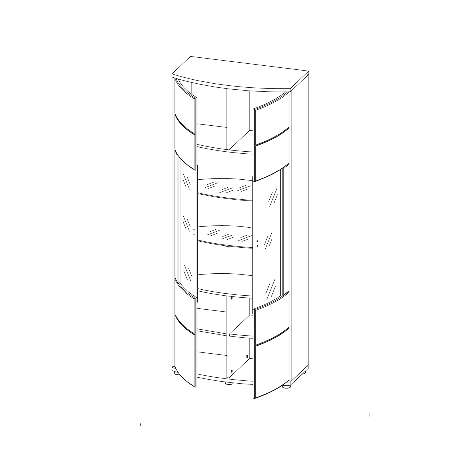 Vitrine GATE - weiß Hochglanz - anthrazit - 203 cm