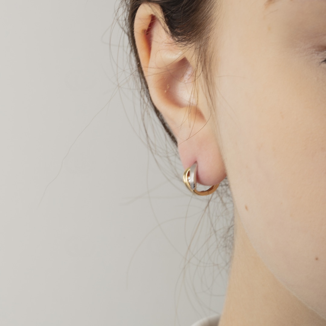 Kreolen 750/18 K Bicolor Ø 12mm mit Zirkonia