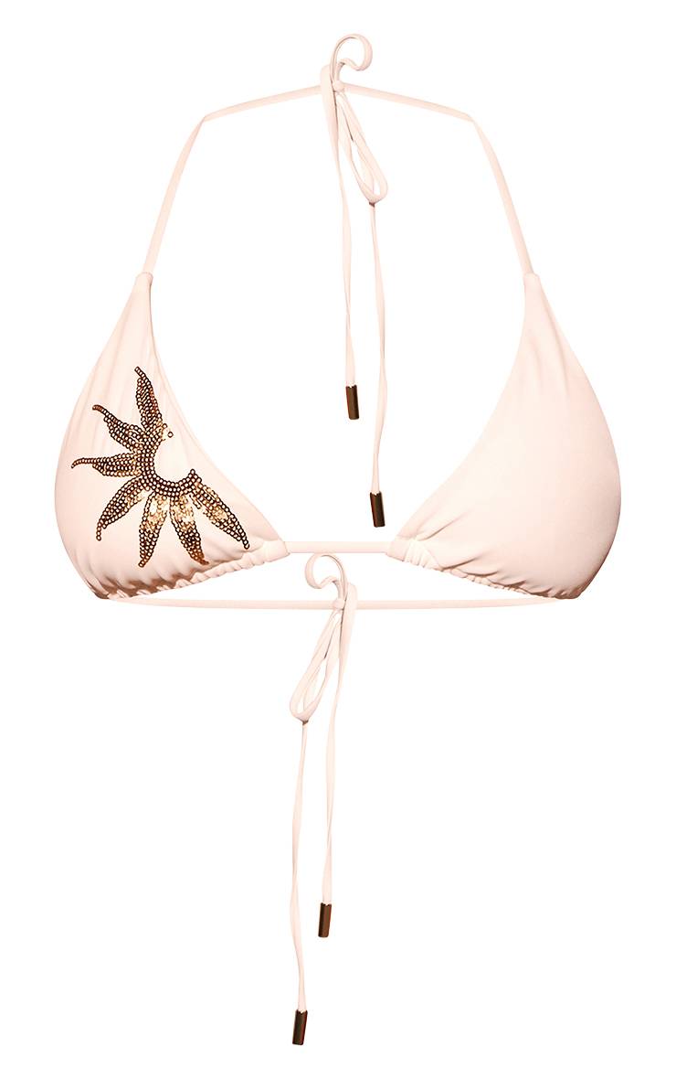 Blanc Bas De Bikini À Nouer Sur Les Côtés Avec Soleil À Sequins