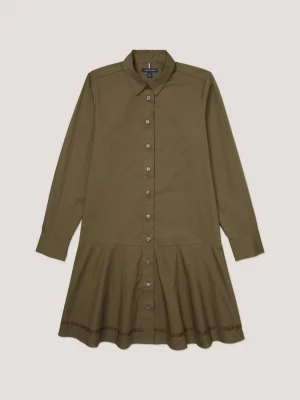 Vestido camisa na altura do joelho com detalhe de renda adaptável