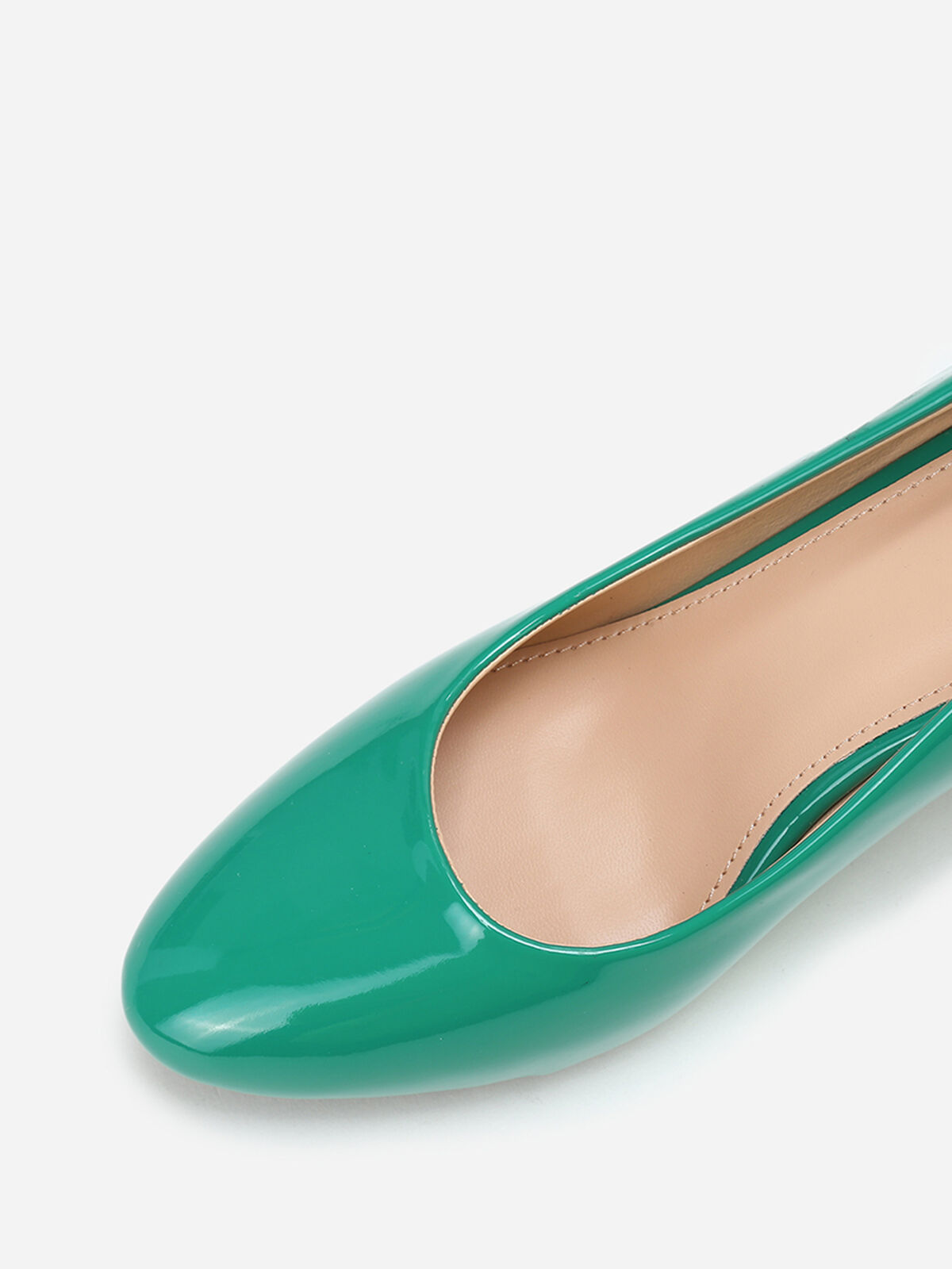Escarpins vernis à talon carré- Vert foncé