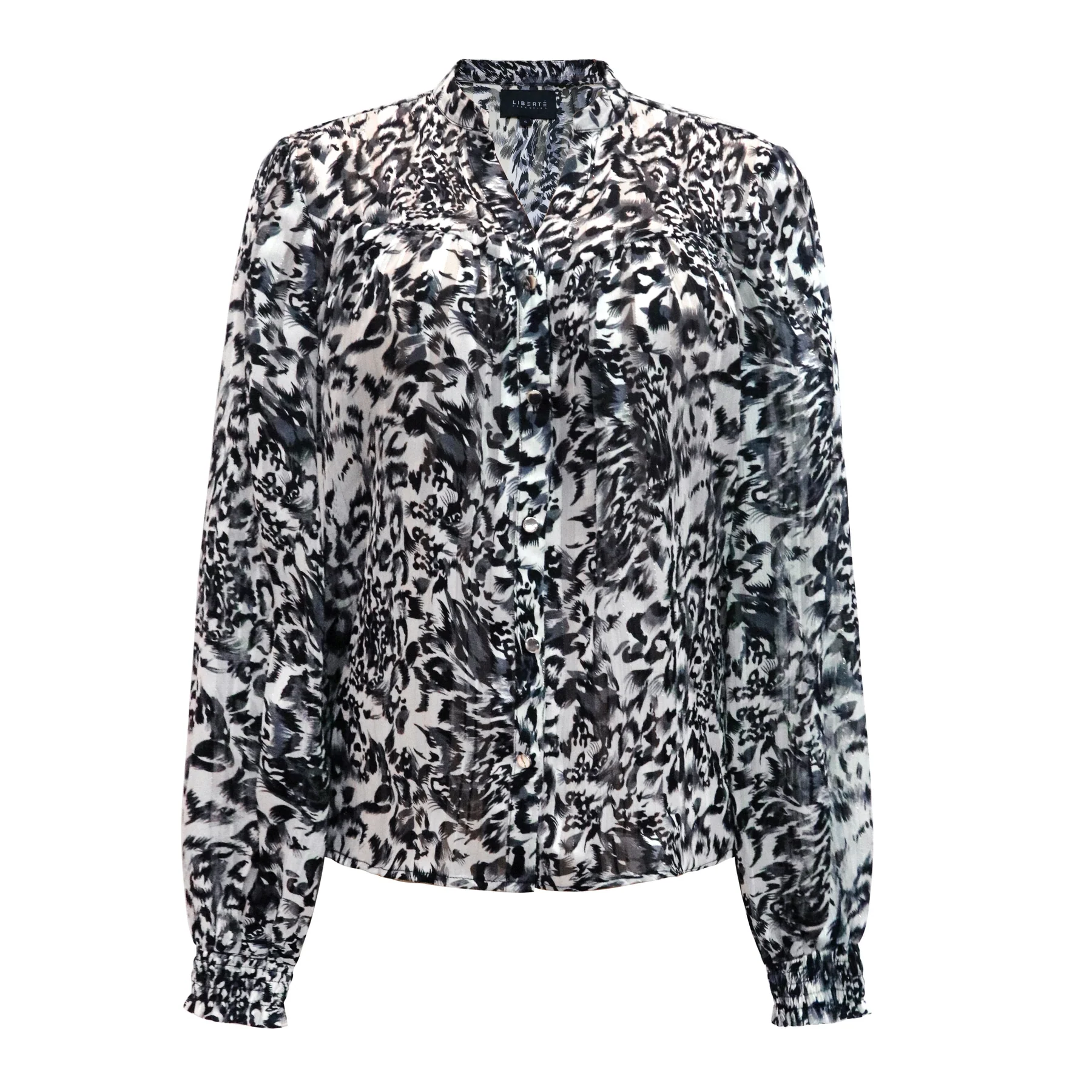 Liberte Mag-Ls-Vneck-Shirt grey lurex leo