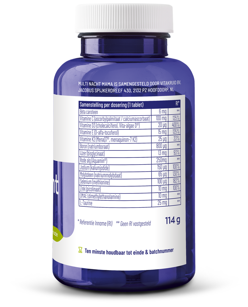 Vitakruid Multi Nacht Mama 100% Vegan (90 tabletten)