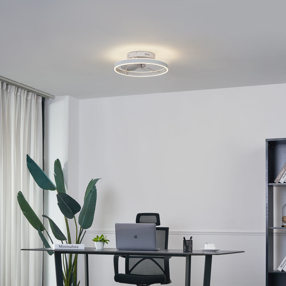 QAZQA Plafondventilator wit 50cm incl. LED dimbaar met
