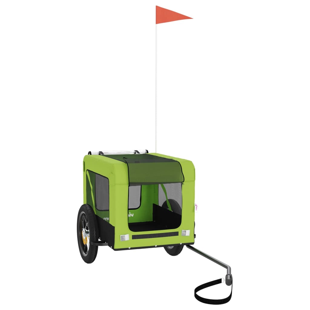 Reboque para cães para bicicleta vidaXL, ferro, tecido Oxford, verde/preto