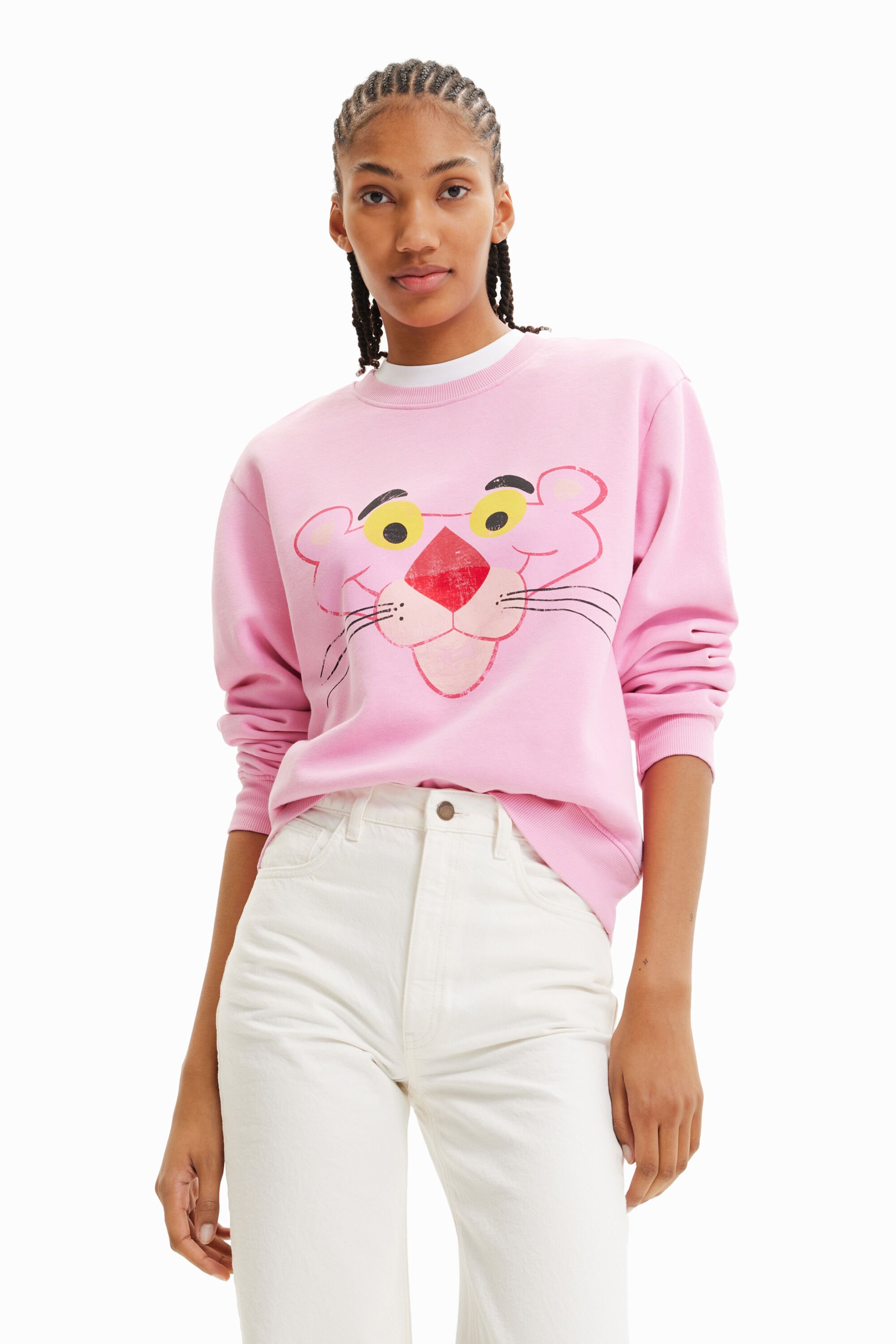 Sweat-shirt Panthère rose usé