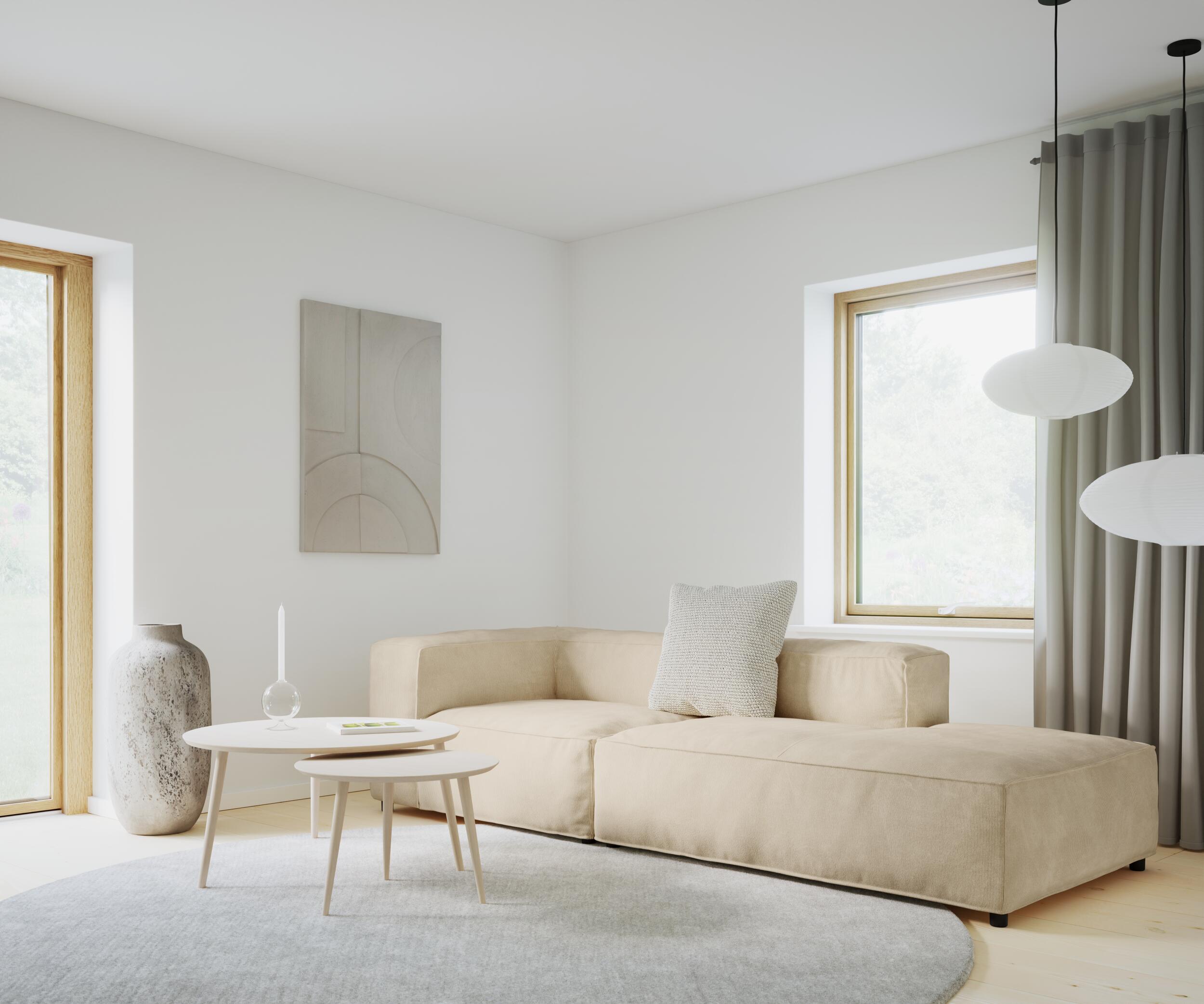Nordstrom sofa med pufafslutning