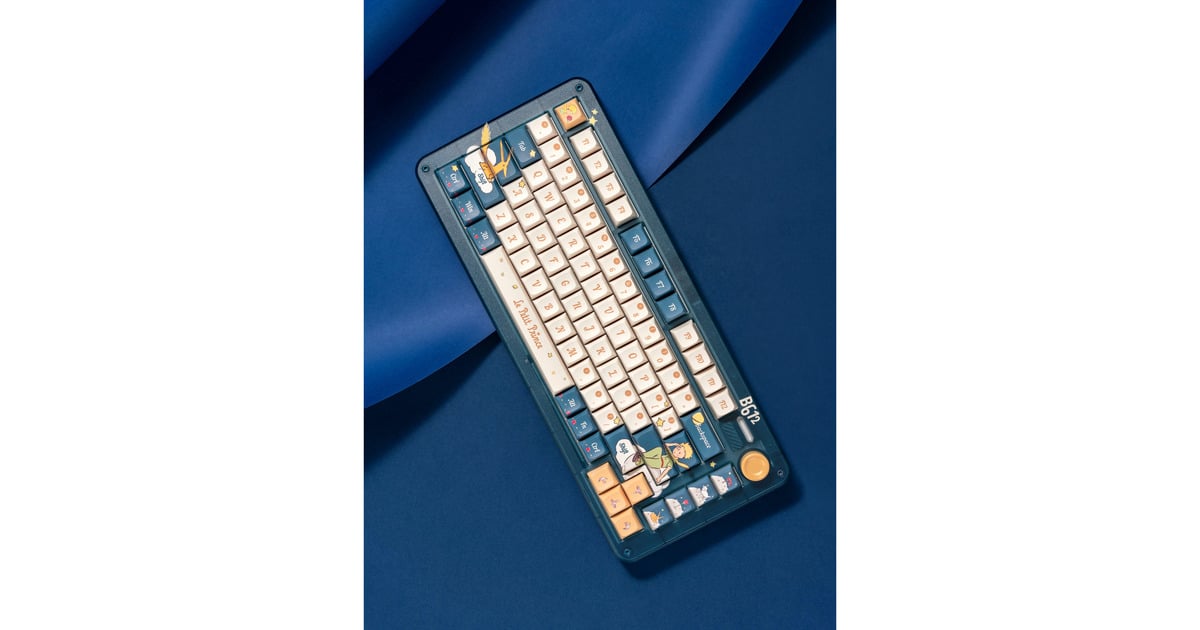 IqunixZX75 Sky Encounter Wireless Mechanical Keyboard, gaming toetsenbord  (Blauw/wit, US lay-out, IQUNIX Silent Rose, RGB leds, 75%, Hot-swappable, Double-shot PBT, 2.4GHz | Bluetooth 5.1 | USB-C)