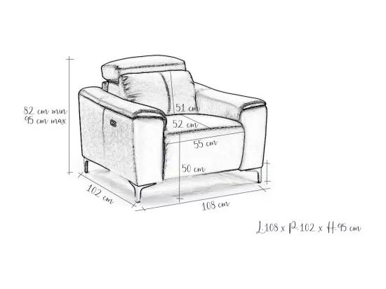 Fauteuil relaxation électrique 1 place en cuir BIANCA - Gris clair Gris perle