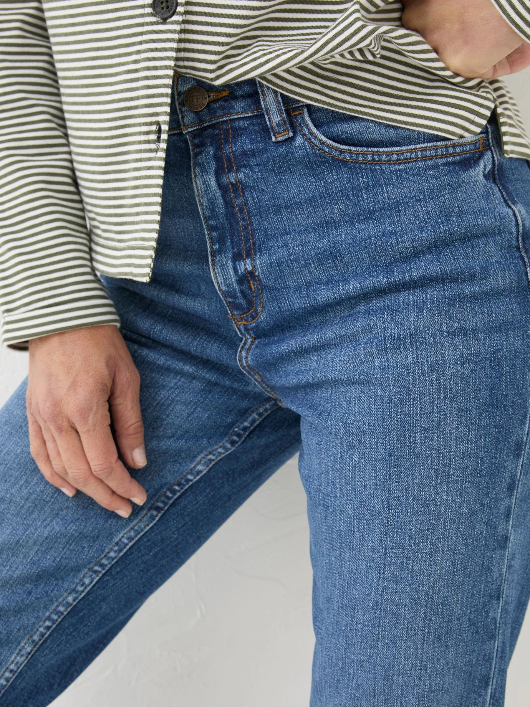 Blauwe denim - FatFace Comfort Straight Jeans