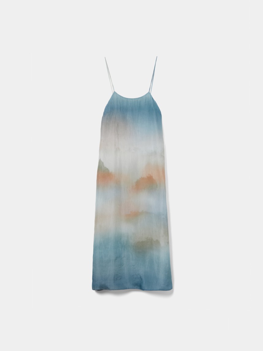 Vestido de alças estampado em liocel