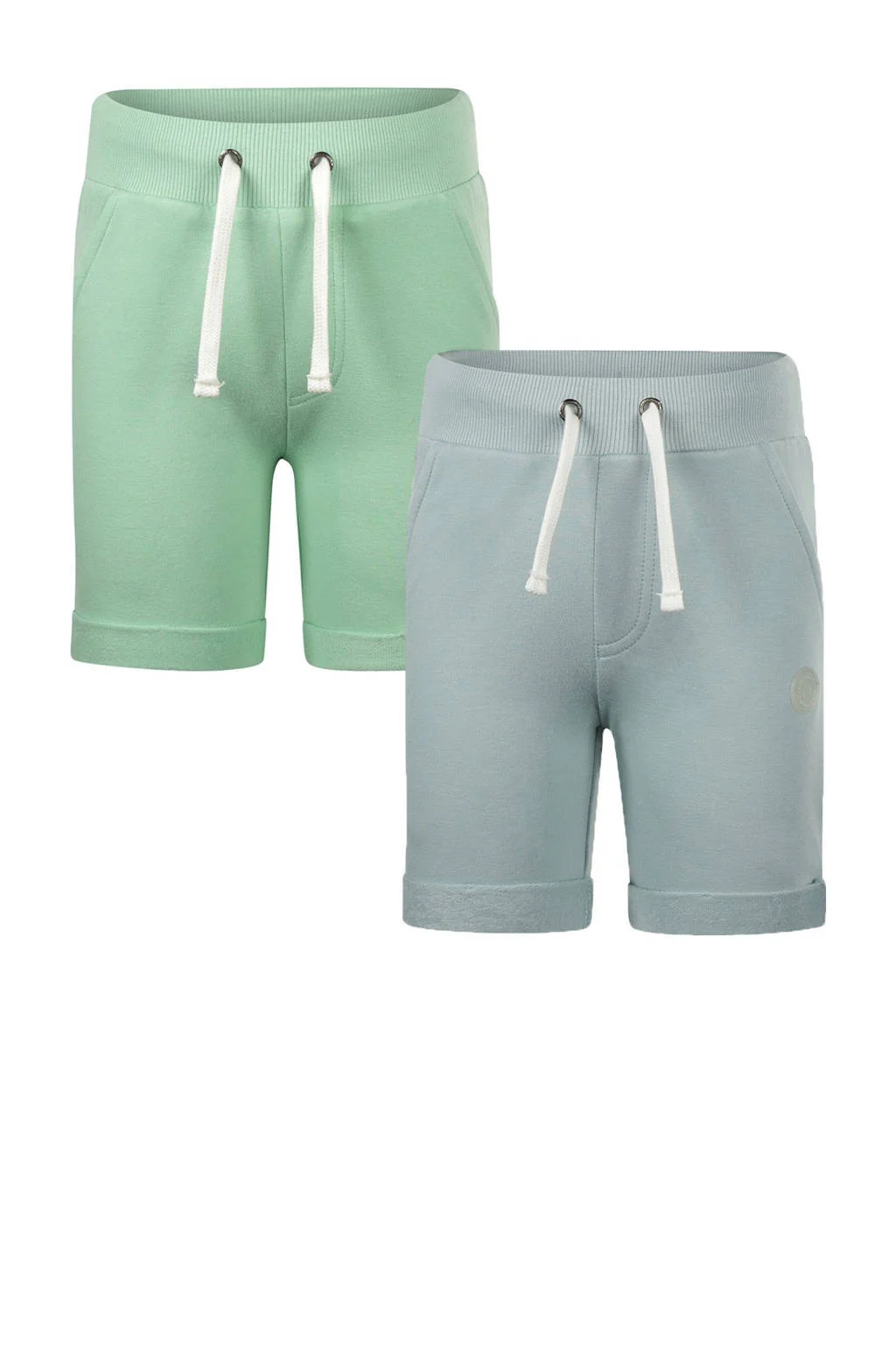 Koko Noko sweatshort - (set van 2) grijsblauw/mintgroen