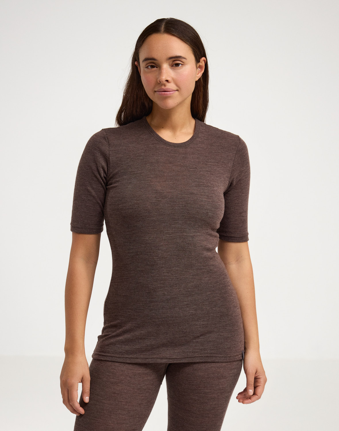 T-shirt van merinowol voor dames in Zwart