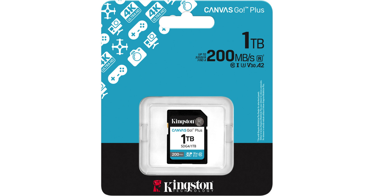 KingstonCanvas Go! Plus SDXC 1 TB geheugenkaart  (Zwart, Class 10, UHS-I U3, V30)