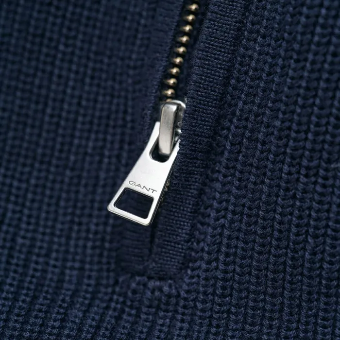 Gant Ribbed Cotton Half Zip Heren